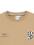 T-shirt per bambino Boss Kids beige con dettaglio logo - Rubino Kids