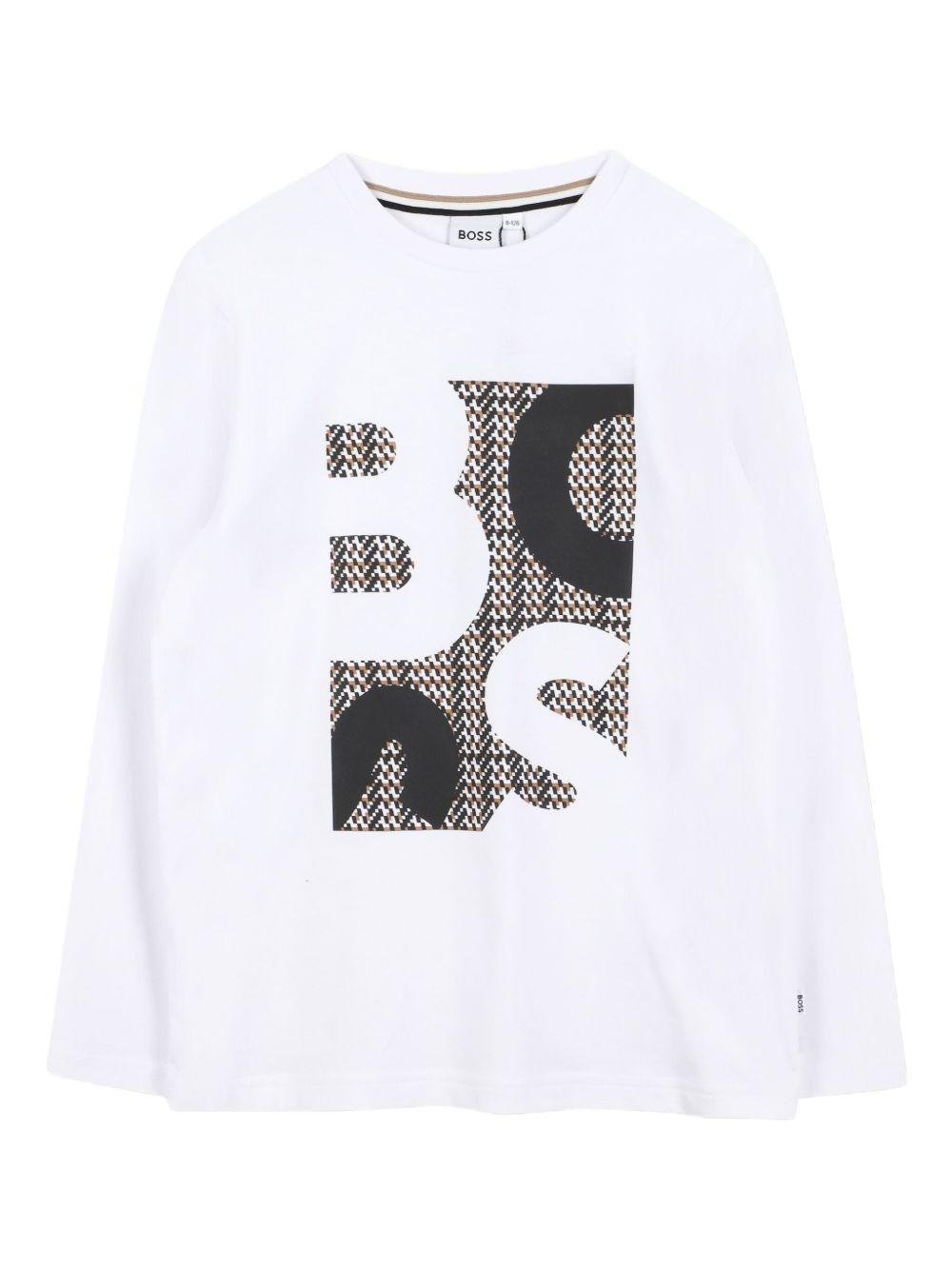 T-shirt per bambino BOSS Kids bianca con design con logo - Rubino Kids