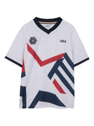 T-shirt per bambino Boss Kids bianca con scollo a V - Rubino Kids