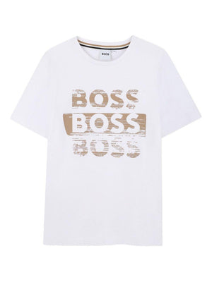 BOSS Kids white T-shirt with logo print