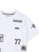 T-shirt per bambino Boss Kids bianca con stampa grafica - Rubino Kids