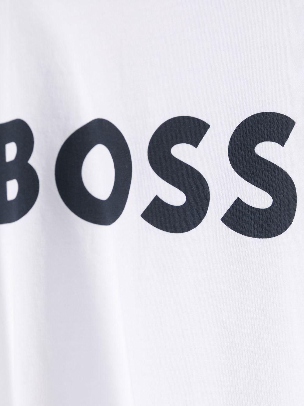 T-shirt per bambino Boss Kids bianca con stampa logo sul davanti - Rubino Kids