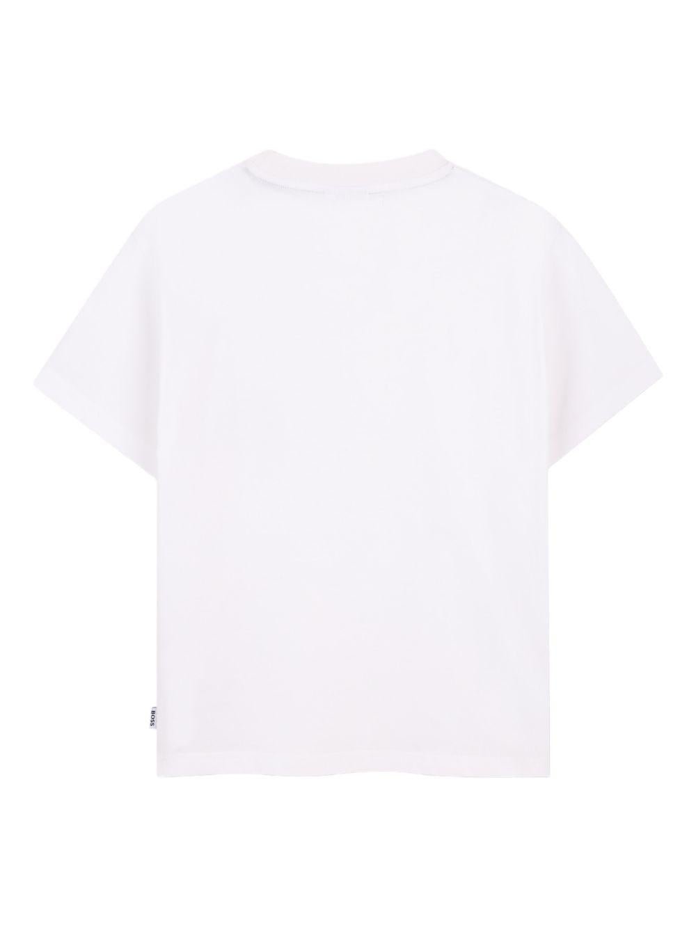 T-shirt per bambino Boss Kids bianco con dettaglio logo - Rubino Kids