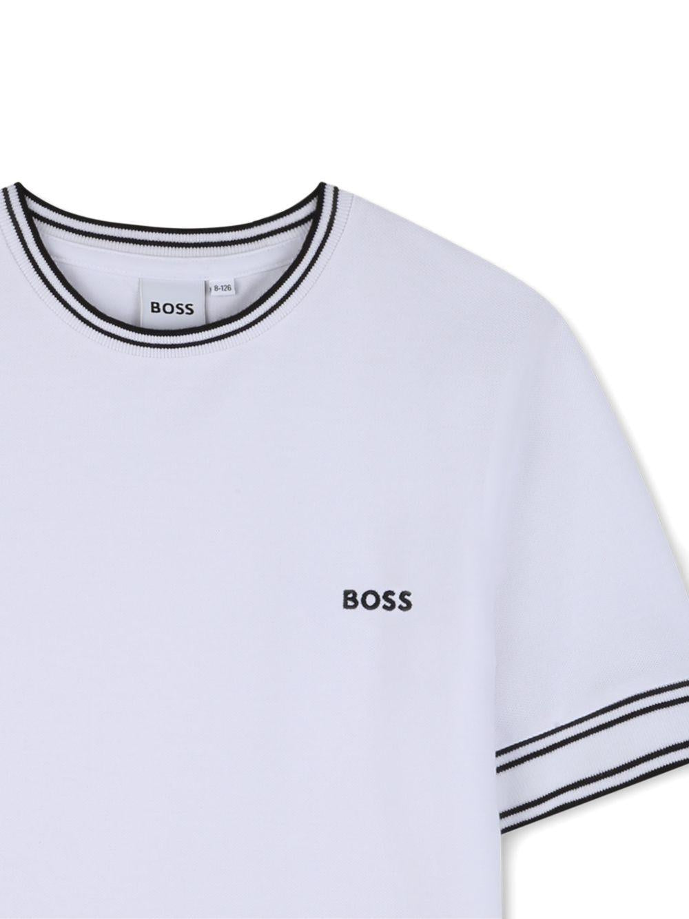 T-shirt per bambino Boss Kids bianco con logo sul petto - Rubino Kids