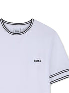 T-shirt per bambino Boss Kids bianco con logo sul petto - Rubino Kids