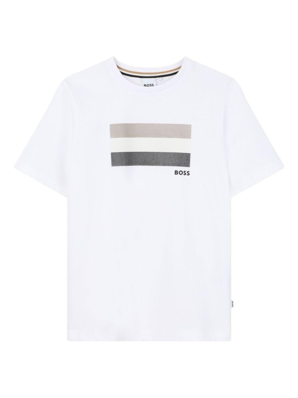 T-shirt per bambino Boss Kids bianco con stampa grafica - Rubino Kids