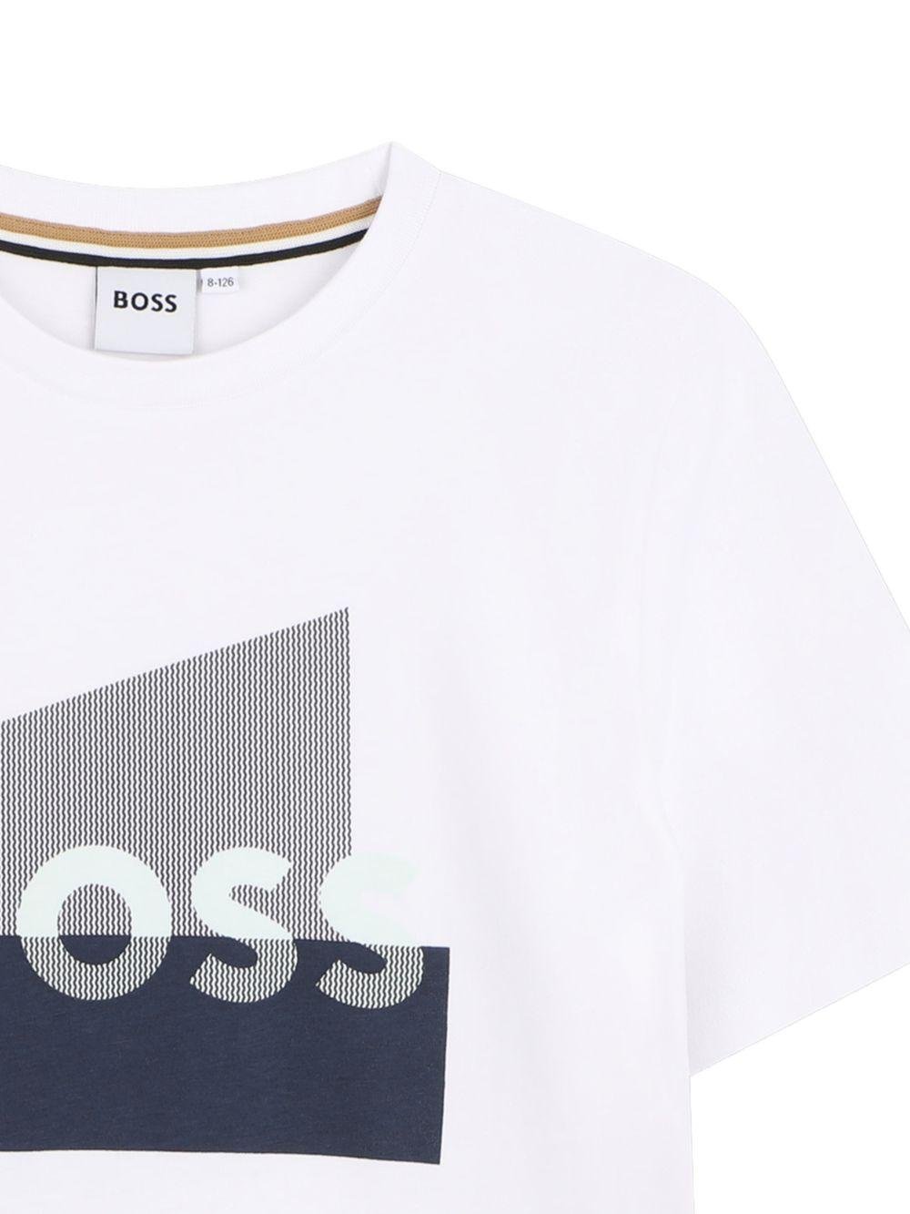 T-shirt per bambino Boss Kids bianco con stampa grafica - Rubino Kids