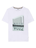 T-shirt per bambino Boss Kids bianco con stampa grafica - Rubino Kids
