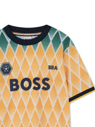 T-shirt per bambino Boss Kids gialla con motivo a rombi - Rubino Kids
