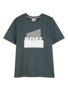 T-shirt per bambino Boss Kids grigio con stampa grafica - Rubino Kids