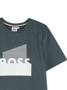 T-shirt per bambino Boss Kids grigio con stampa grafica - Rubino Kids