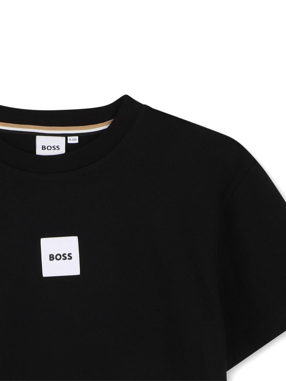 T-shirt per bambino Boss Kids nera con dettaglio logo - Rubino Kids