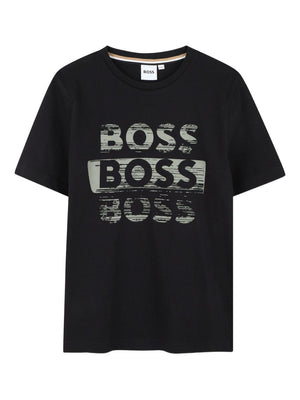 BOSS Kids black T-shirt with logo print