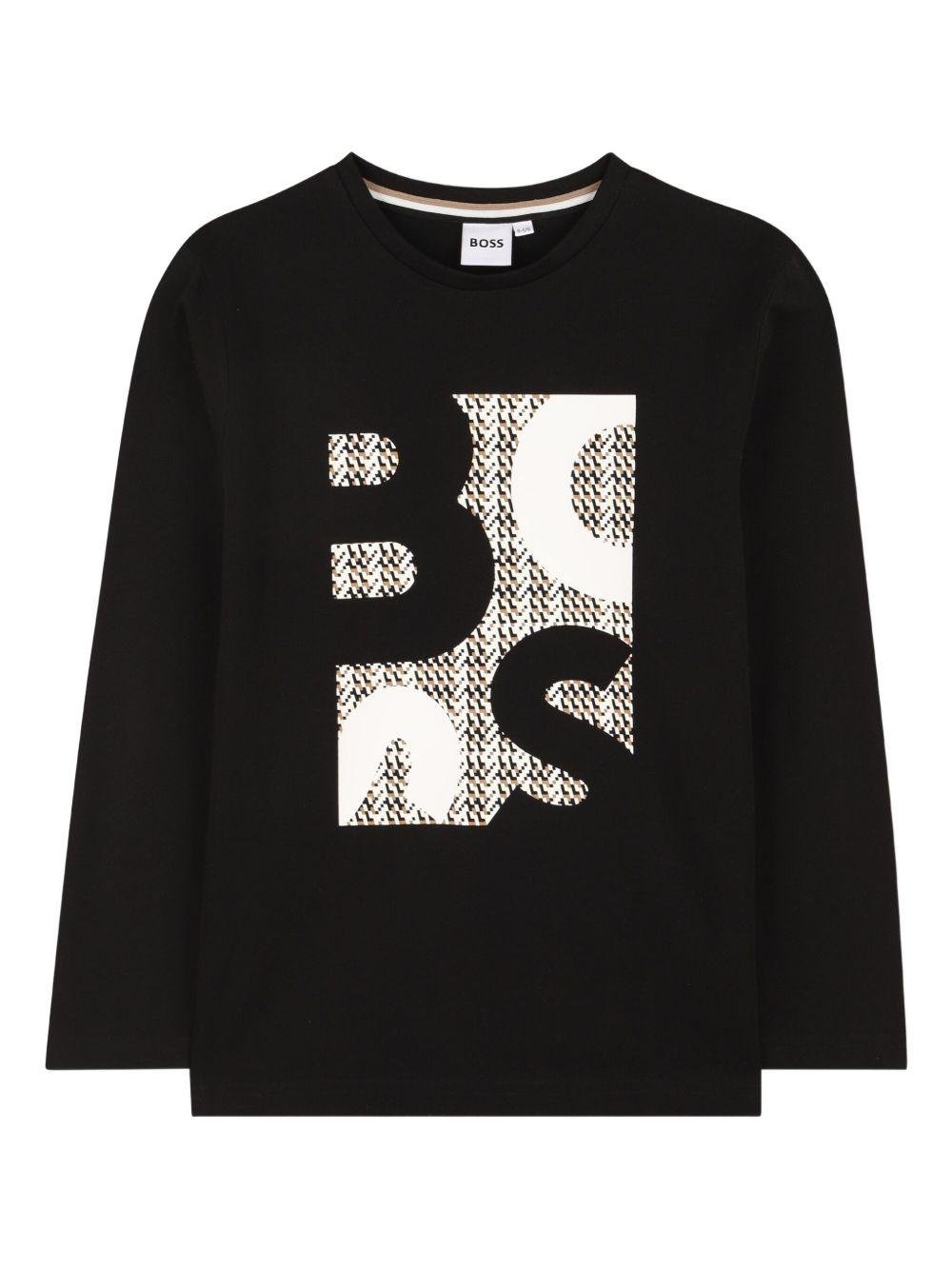 T-shirt per bambino BOSS Kids nera con stampa grafica - Rubino Kids