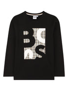 T-shirt per bambino BOSS Kids nera con stampa grafica - Rubino Kids