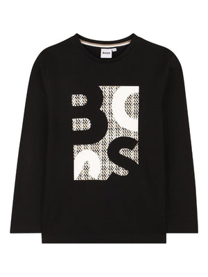 BOSS Kids black graphic print T-shirt for boys