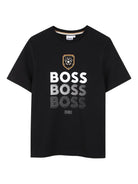 T-shirt per bambino Boss Kids nera con stampa grafica - Rubino Kids