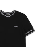 T-shirt per bambino Boss Kids nero con logo sul petto - Rubino Kids