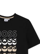 T-shirt per bambino Boss Kids nero con stampa grafica - Rubino Kids