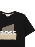 T-shirt per bambino Boss Kids nero con stampa grafica - Rubino Kids