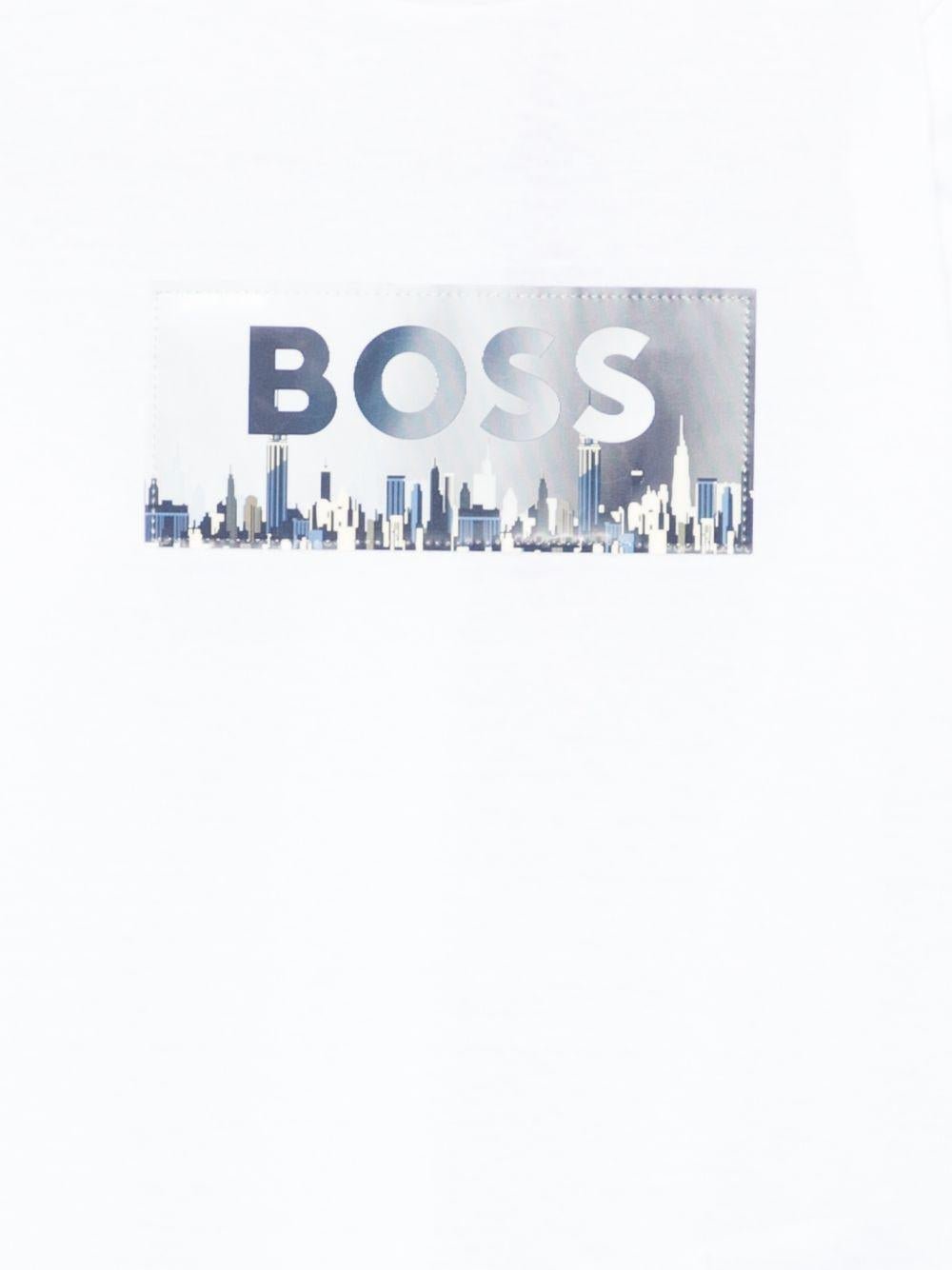 T-shirt per bambino Boss Kidswear bianco con logo sul davanti - Rubino Kids