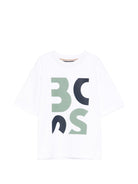 T-shirt per bambino Boss Kidswear bianco con stampa grafica sul davanti - Rubino Kids
