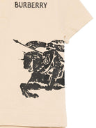 T-shirt per bambino Burberry Kids beige con stampa Equestrian Knight sul davanti - Rubino Kids