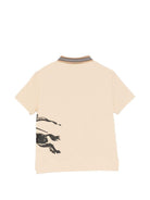 T-shirt per bambino Burberry Kids beige con stampa Equestrian Knight sul davanti - Rubino Kids