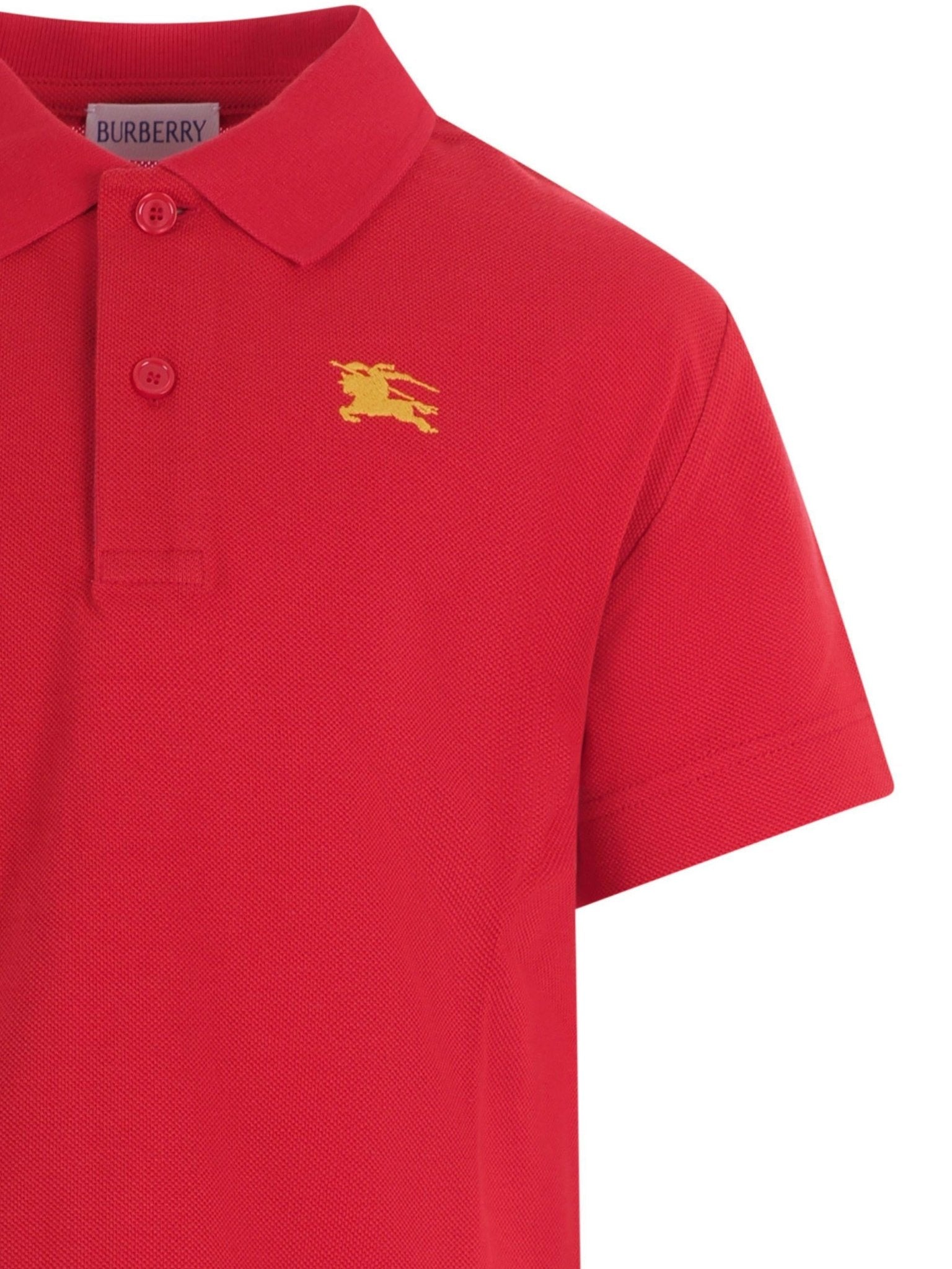 T-shirt per bambino Burberry Kids rosso con colletto polo - Rubino Kids
