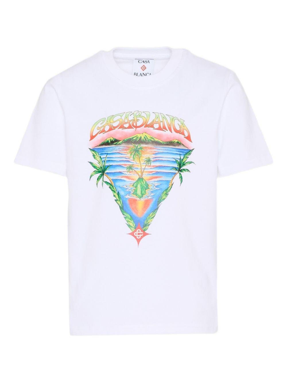 T-shirt per bambino Casablanca Kids bianca con stampa logo - Rubino Kids