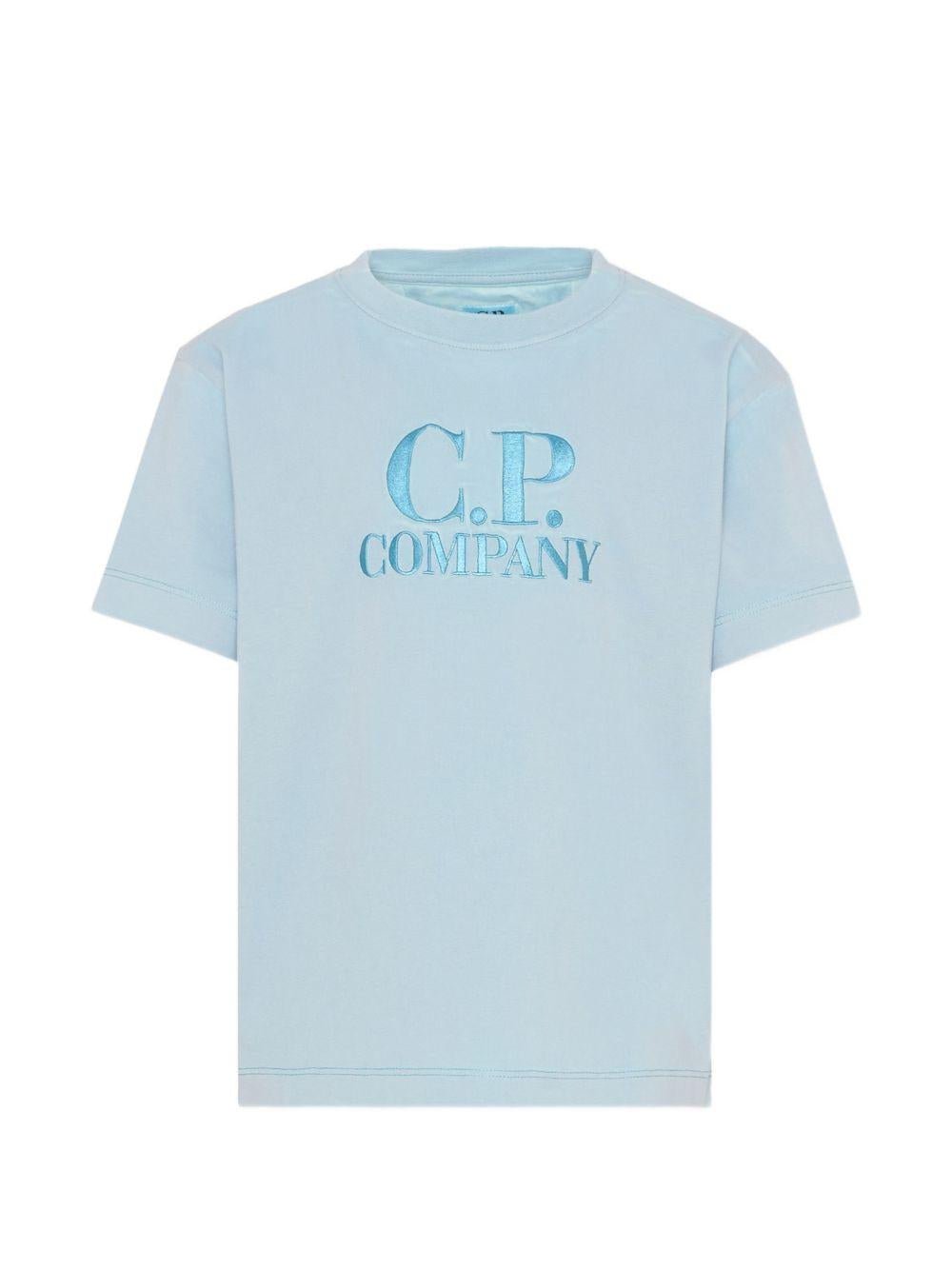 T-shirt per bambino C.P. Company Kids azzurra con logo sul davanti - Rubino Kids