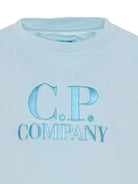 T-shirt per bambino C.P. Company Kids azzurra con logo sul davanti - Rubino Kids