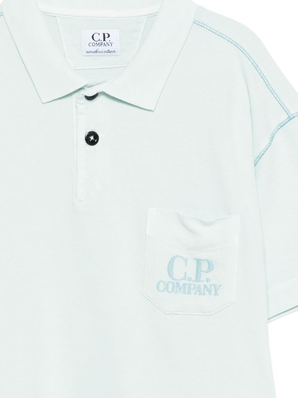 T-shirt per bambino C.P. Company Kids azzurro con colletto stile polo - Rubino Kids