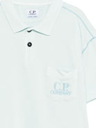 T-shirt per bambino C.P. Company Kids azzurro con colletto stile polo - Rubino Kids