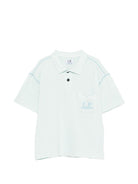 T-shirt per bambino C.P. Company Kids azzurro con colletto stile polo - Rubino Kids