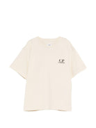 T-shirt per bambino C.P. Company Kids beige con logo sul davanti - Rubino Kids