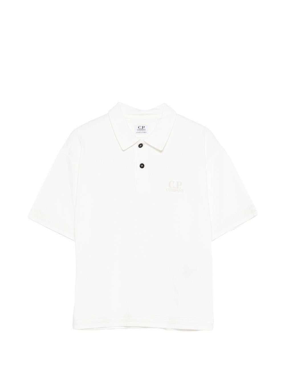 T-shirt per bambino C.P. Company Kids bianca con colletto stile polo - Rubino Kids