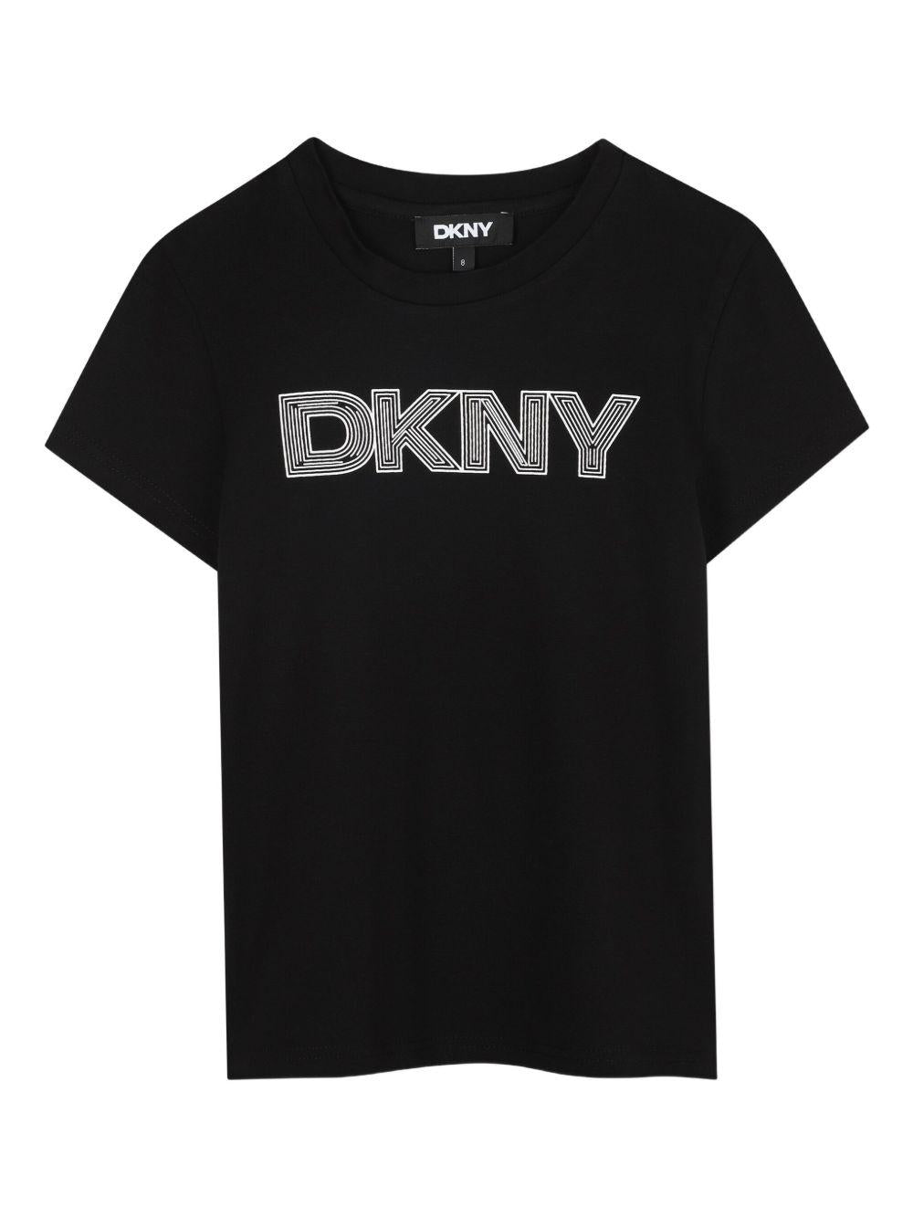 T-shirt per bambino Dkny Kids nera con logo - Rubino Kids