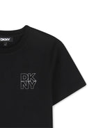 T-shirt per bambino DKNY Kids nera con logo - Rubino Kids