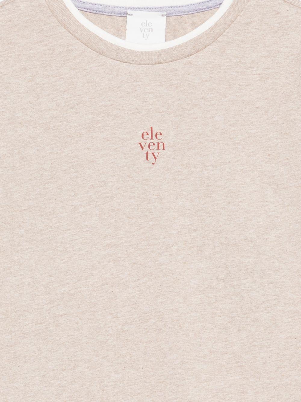 T-shirt per bambino Eleventy Kids beige con logo sul davanti - Rubino Kids