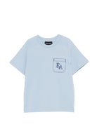 T-shirt per bambino Emporio Armani Kids azzrra con taschino sul petto - Rubino Kids