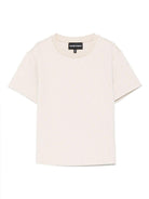 T-shirt per bambino Emporio Armani Kids beige con finitura in rilievo - Rubino Kids