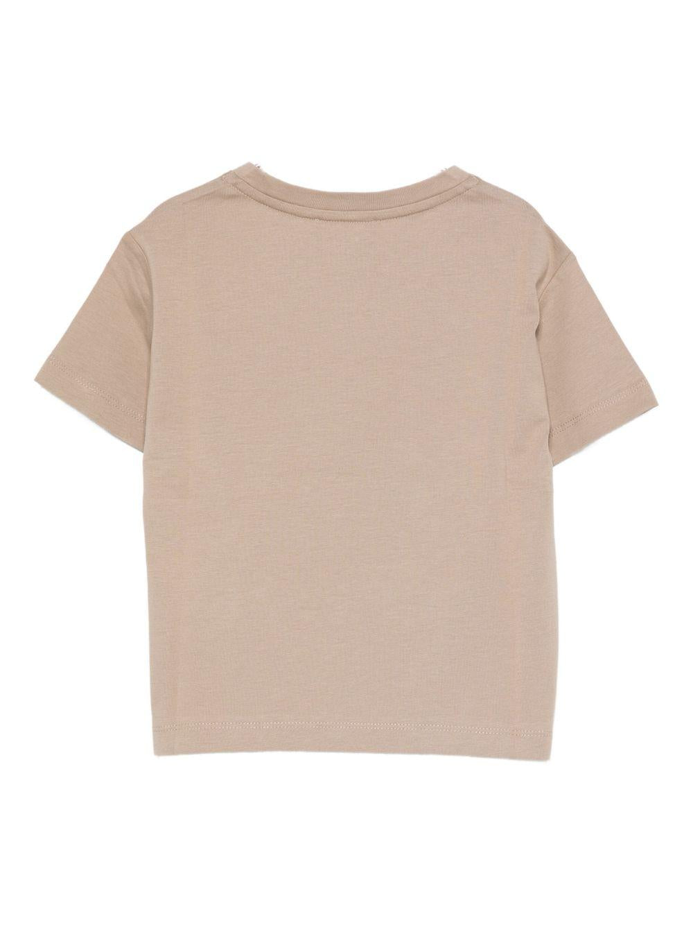 T-shirt per bambino Emporio Armani Kids beige con logo applicato - Rubino Kids