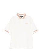 T-shirt per bambino Emporio Armani Kids beige con logo aquila sul davanti - Rubino Kids