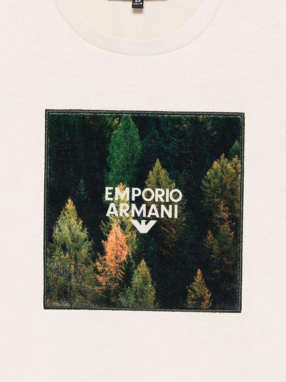 T-shirt per bambino Emporio Armani Kids beige con logo e scritta - Rubino Kids
