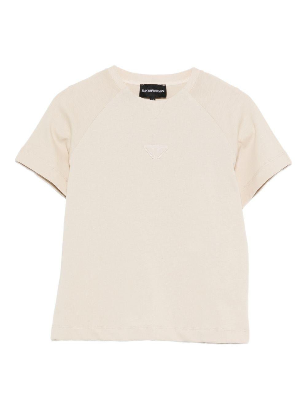 T-shirt per bambino Emporio Armani Kids beige con maniche raglan - Rubino Kids