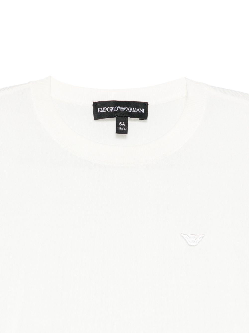 T-shirt per bambino Emporio Armani Kids bianca con logo aquila - Rubino Kids
