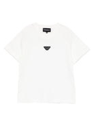T-shirt per bambino Emporio Armani Kids bianca con logo Aquila sul davanti - Rubino Kids