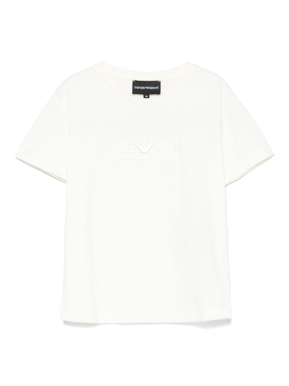 T-shirt per bambino Emporio Armani Kids bianca con logo - Rubino Kids