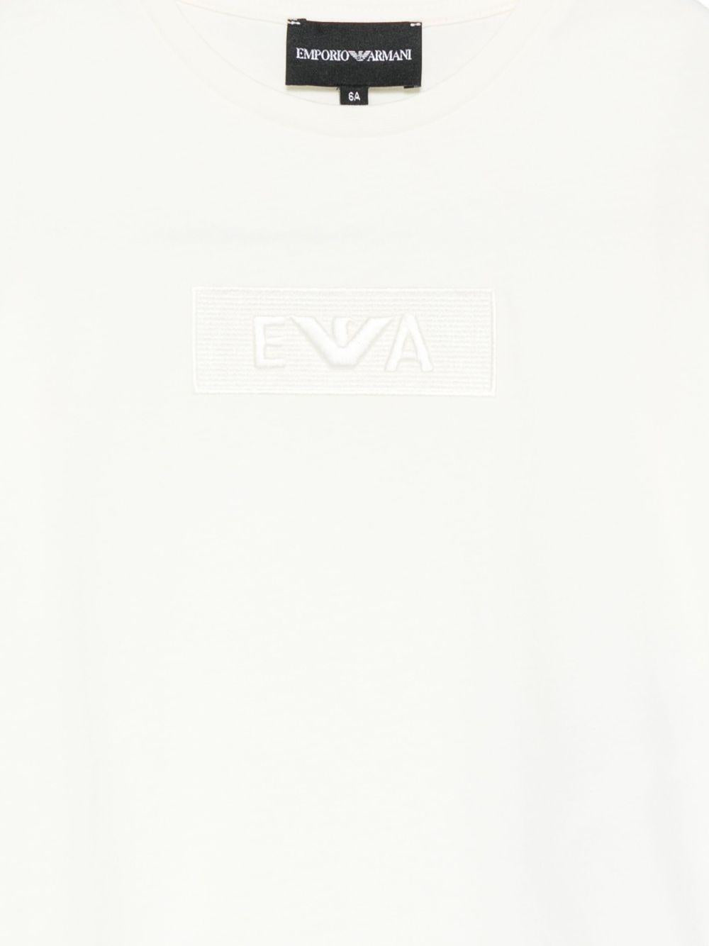 T-shirt per bambino Emporio Armani Kids bianca con logo - Rubino Kids